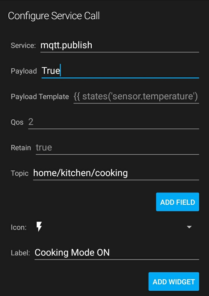 Service Button widget